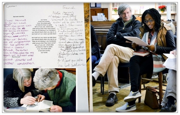 images from the Journeys in Translation workshop that was held at the Bishop Street Methodist Church in December 2