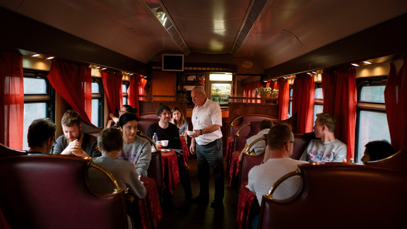Restaurant car in the train